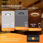 MAILCOS 12 Pack Black 4 Inch 5CCT LED Recessed Ceiling Light with Night Light, 2700K-5000K Selectable, Ultra-Thin Lighting, 12W=110W, 1050LM, Dimmable Canless Wafer Downlight ETL Certificated