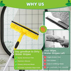 Professional Window Squeegee with Telescoping Extension Pole, 2 in 1 Shower Cleaning with Telescopic Pole, 36'' Extension Washing Tools with Rotating Head for Indoor/Outdoor High Window Glass