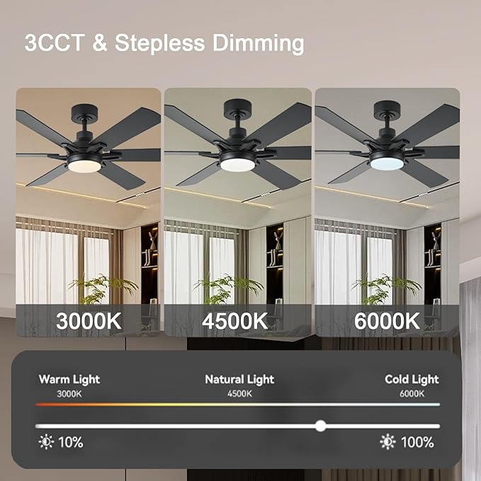 52in Ceiling Fans with Lights RGB Ceiling Fan with Light and Remote/APP Control,Low Profile Ceiling Fans with Lights for Bedroom,Living Room,Kids Room,3CCT Dimmable Modern Ceiling Fan, 8 Speeds,black
