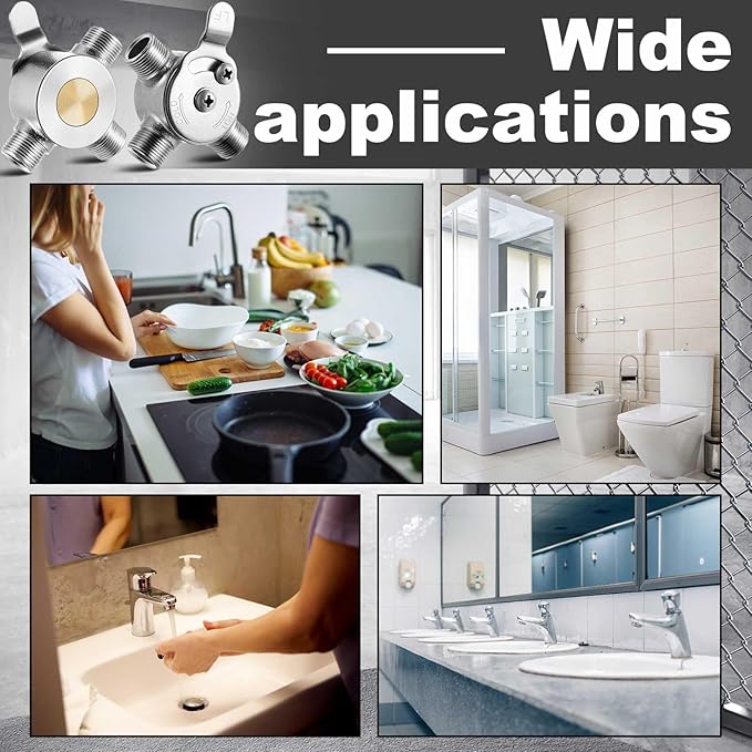 4 Pcs 3/8" Manual Mixing Valve Hot Cold Water Temperature Mixer Thermostatic Mixing Valve for Home and Bathroom Below Deck to Adjust Water Temperature, 8 Braided Faucet Connector Included