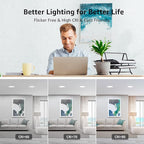 Lepro 6 Pack 4 Inch Canless LED Recessed Light with Junction Box, Ultra-Thin 5000K Daylight, Dimmable Retrofit Downlight, 10W Eqv. 75W,750LM High Brightness,Baffle Trim,ETL,Energy Star&FCC Certified