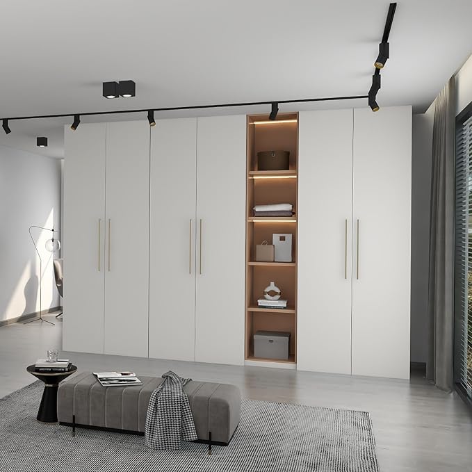 Cabinet Pulls 10 Pack Champagne Kitchen Cabinet Handles Long Drawer Pulls Modern Stainless Steel Square Drawer Handles,17-5/8" Inch (448mm) Hole Centers