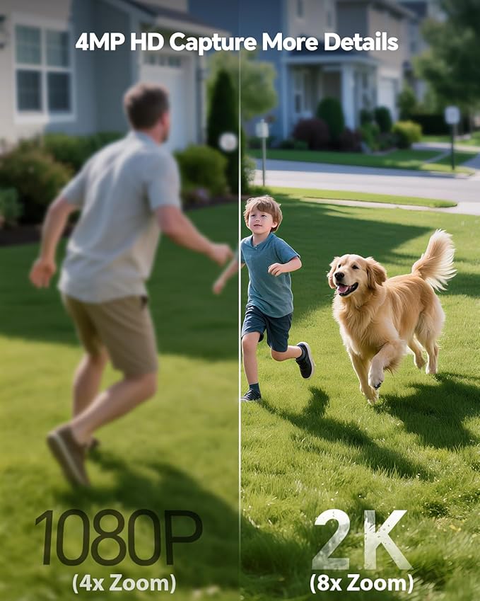 2K Solar Powered Security Cameras Wireless Outdoor, No Subscription, 6-Cam Pack, Home Security Camera System, 360° Pan & Tilt, Color Night Vision, 5G & 2.4G WiFi, 500GB HDD 10CH NVR, Motion Detection