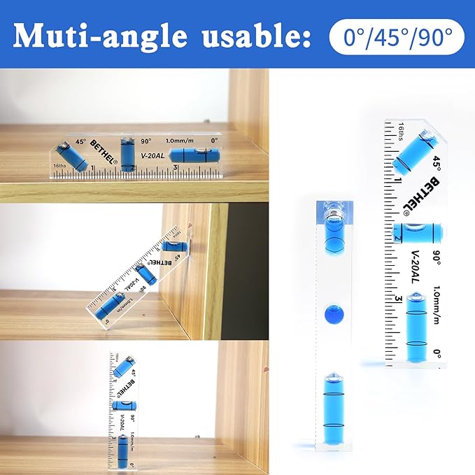 BETHEL Small Level Mini Bubble 90°/180°SpiritLevel,4 Inch Shatterproof Cross Check PocketLevel Picture Hanging Levels Tools for Machinist,Construction & Household