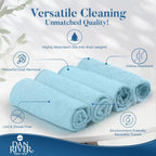 DAN RIVER 24-Pack Blue Microfiber Towels – Ultra Absorbent, Lint-Free & Streak-Free wash Cloths Kitchen for Home & Car - Must-Have Cleaning Essentials - 12" x 12"