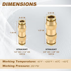 25pcs Quick Connect Brass DOT Air Line Fittings Straight Union 1/4” 3/8” Tube Push to Connect Fittings Air Suspension Fittings Straight Air Brake Union Push Lock Pneumatic Air Hose Fittings
