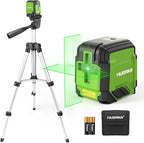 Laser Level with Tripod, HUEPAR 98Ft Self Leveling Laser Level Green Line Laser Cross Line Laser Leveler Tool for Picture Hanging, Tile, Home Renovation, Indoor Project, Battery&Carrying Bag Included
