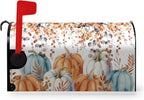Fall Extra Magnetic Mailbox Covers Oversized Autumn Pumpkin Mailbox Covers Large Size 25.5 X 21 Inch Harvest Maple Leaf Post Letter Box Wrap Decor for Garden Yard Outside