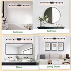 8-Light Black Vanity Light Fixtures,Large Bathroom Light Fixtures Clear Glass ShadeRust and Moisture Resistant Easy to Install Vanity Lights for Bathroom Light Over Mirror
