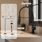 FORIOUS Black Vintage Kitchen Faucet Pull Down Sprayer Stainless Steel, High Arc Single Handle Antique Sink Faucet 1 or 3 Holes for Pot Filler, Farmhouse Camper RV Wet Bar