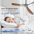 60 Inch Wood Ceiling Fan No Light,ETL Listed Farmhouse Outdoor Ceiling Fans for Patios with Remote,3 Blade Low Profile Windmill Propeller Room Fan with High CFM DC Motor for Exterior Pergola(Walnut)