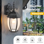 Outdoor Wall Lights, 16 Inch Wall Sconce with Glass Shades, Waterproof Porch Light Fixture, Mounted Exterior Lighting Fixtures for House Farmhouse Patio Doorway Garage (E26 Base Max 40W)