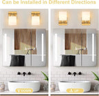 1 Light Modern Bathroom Light Fixtures Over Mirror, Brass Finish Vanity Lights for Bathroom Wall Sconces with Milky White Glass Shades, E26 Socket (Bulbs Not Included)