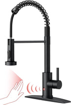 FORIOUS Touchless Kitchen Faucet Black, Smart Motion Sensor Spring Sink Faucet with Pull Down Sprayer Commercial Contemporary Hands-Free for Pot Filler, Farmhouse Camper Laundry Camper