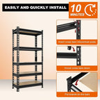 BIG RED Storage Shelving Unit, 5-Tier Adjustable, Heavy Duty Metal Garage Shelves/Utility Rack for Kitchen, Pantry, Basement, Bathroom, Laundry - 2,000 lbs Capacity, Black, 59" H x 28" W x 12" D