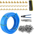 3/4 Inch-300 ft Foskan Blue PEX-B Pipe,Water Tubing with a Pipe Cutter,a Crimper Tool,a Canvas Bag,30 PCS PEX & 100 PCS Cinch Clamps
