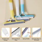 3 in 1 Window Cleaning Scraper, with 2 Replaceable Cleaning Cotton Strips 3 in 1 Spray Squeegee, Window Squeegee, Suitable for Cleaning Bathroom Glass, Mirrors, Car Windows (Yellow)