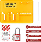 Lockout Tagout Station with Loto Devices - Lock Out Tag Out Kit Board with 4 Pack Safety Lock Set, Hasp for Padlocks, 20 Do Not Operate Tags