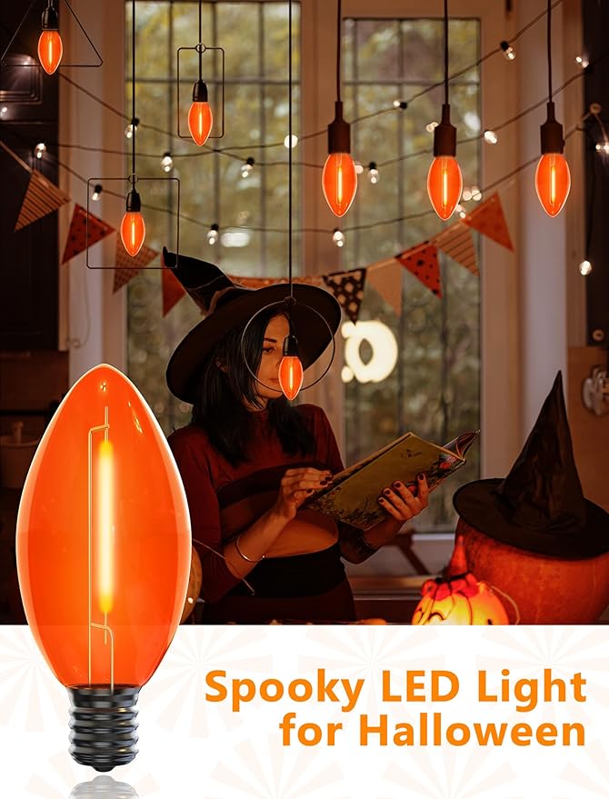 25 Pack C9 Christmas White LED Light Bulb,Vintage Warm White Plastic C9 Replacement Bulbs Shatterproof C9/E17 Intermediate Base 0.6 Watt Great for Night Lights Christmas Outdoor String Lights