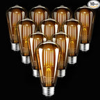 MASTERY MART Dimmable Vintage E26 LED Light Bulb, 2200K Warm White, 5.5W 60W Equivalent, Glass ST19 Antique Edison Style, 400 LM, Decorative Filament Bulb, UL and Energy Star, 10 Pack