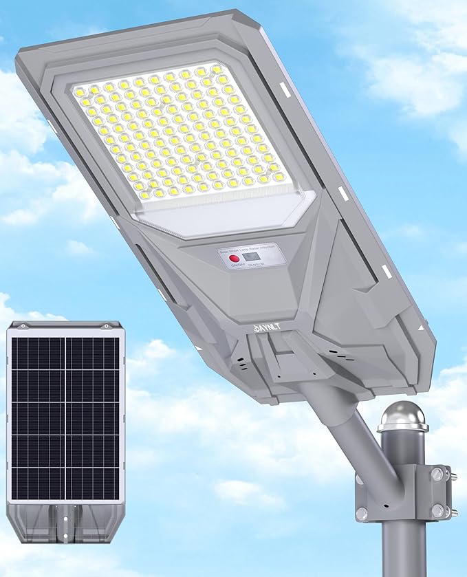 JAYNLT X-8500W Solar Street Lights,6500K Commercial Parking Lot Light Dusk to Dawn Dusk to Dawn,IP68 Waterproof Flood Security Street Lights Motion Sensor for Yard,Street