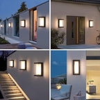 24W Porch Lights Outdoor 2160LM Modern Exterior Lights Fixtures 3CCT 3000K/4000K/6000K Black Outdoor Wall Lights LED Wall Mount Sconce for Garage Front Door Porch Hallway Doorway 2 Pack