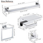 4-Piece Bathroom Hardware Set Chrome Bath Towel Bar Holder Sets Wall Mounted Stainless Steel Square Bathroom Accessory Kit, Polished Chrome 23.6 Inch