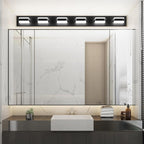 Tipace LED Modern Bathroom Vanity Light Fixtures (6-Light, 47.2-Inch),Acrylic Black Bathroom Wall Lighting Fixtures Over Mirror (Cool White 5500K) with Rotatable Vanity Lights Heads