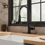 FORIOUS Antique Kitchen Faucet with Pull Down Sprayer, Oil Rubber Brown, High Arc Single Handle Vintage Spring Sink Faucet 1 or 3 Hole for Pot Filler, Farmhouse Camper Laundry Camper