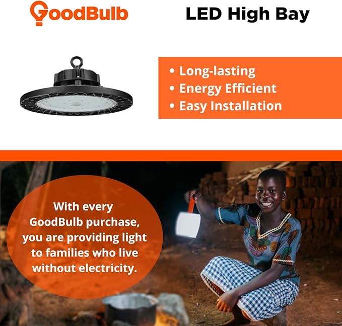 200 Watt UFO High Bay | 5000K Daylight High Output 28762 Lumens | Wired 200W 120-277V High Bay | 50000 Life Hours 141LM/W | 1 Pack by GoodBulb