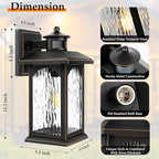 Motion Sensor Outdoor Lights - Retro Dusk to Dawn Outdoor Lighting, Advanced LED Motion Sensor Porch Light Fixtures, Black Waterproof Exterior Lantern Wall Mount for Front Garage, Entryway Anti-Rust