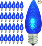 GoodBulb 0.6-Watt C9 Blue Diamond Faceted Holiday Light Bulbs Intermediate E17 Base 60 Lumens Christmas Lights Bulbs Ideal for Holiday Decorations Pack of 25 Bulbs
