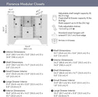 Bestar 105W x 61D Modular U-Shaped Closet Organizer System, Walk-in Closet with Rods, Shelves, and Drawers, Slab Style, Florence Collection, White