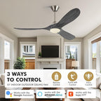 52" Smart Ceiling Fan with Light - Alexa & App & Remote Control, Quiet Reversible Energy Efficient DC Motor, 3CCT Dimmable, Modern Indoor Outdoor Ceiling Fans for Patios Garage Gazebo Porch Bedroom