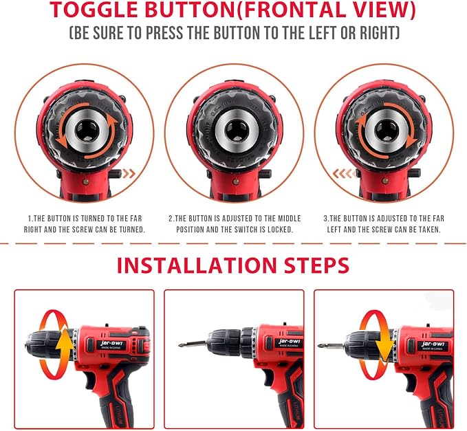 jar-owl Powerful Brushless Motor 21V Cordless Drill Set, 319 in-lb Torque, 0-1350RMP Variable Speed, 10MM 3/8'' Keyless Chuck, 25+1 Clutch, 1.5Ah Li-Ion Battery & Charger for Home Tool Kit