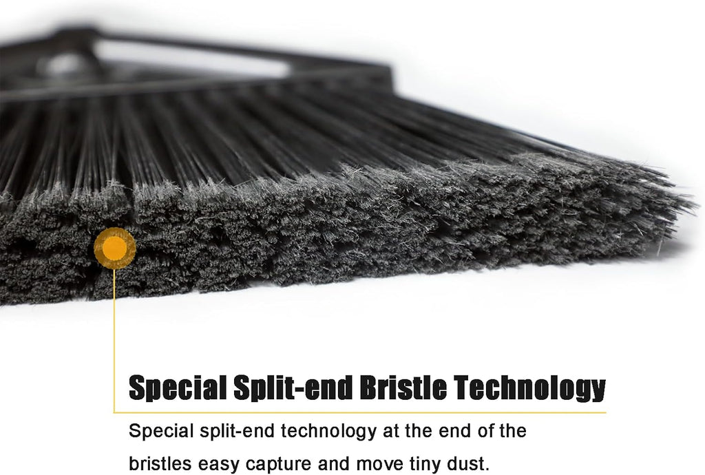 Heavy Duty Broom Outdoor Indoor, Upgraded Commercial Angle Brooms, Black Broom for Sweeping House, Restaurant, Kitchen, Garage, Courtyard