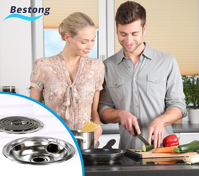 Drip Pan Electric Stove Burner Covers for Whirlpool W10278125 W10196405 W10196406, 4 Pack (3) 6" & (1) 8"