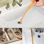 Omont 6 Pack Drain Hair Remover, 24 Inch Flexible Sink Snake Tool for Clogged Pipes and Tubes, Orange Drain Cleaner