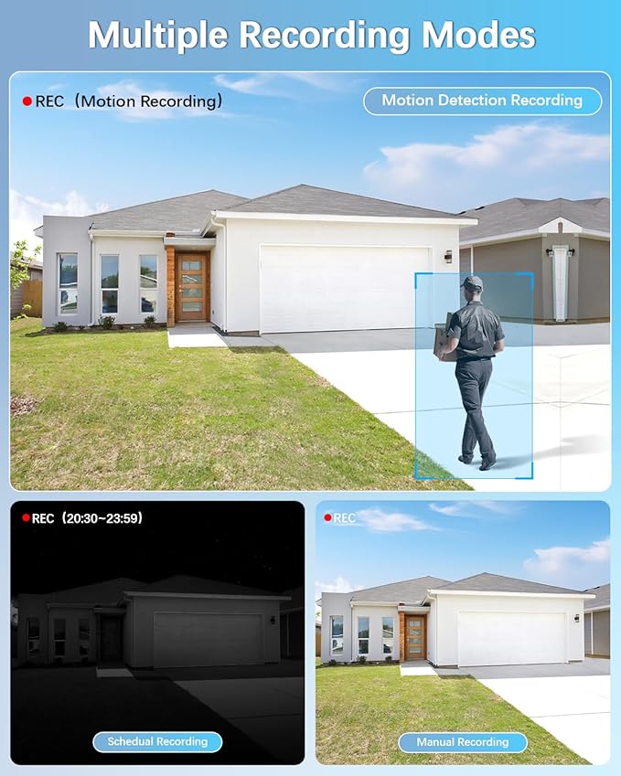 【All-in-One Security System】 Outdoor Wired Security Camera System with 10’’ Monitor, Home Video Surveillance Systems, Outside CCTV Cameras for Home Security