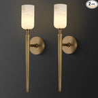 Alabaster Wall Sconces Set of Two, 22in Modern Spanish Natural Marble Bathroom Vanity Sconces, Brass Alabaster Sconce Wall Lighting, Gold Wall Light Fixtures Decor for Bedroom Living Room Staircases