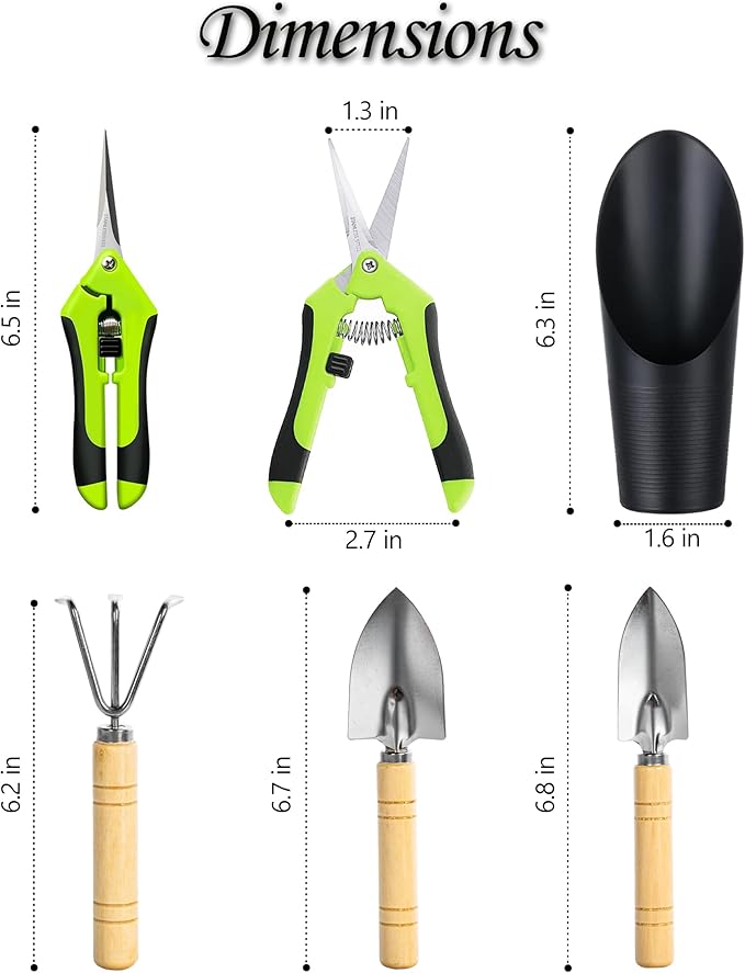 Josteve 5Pcs Succulent Tools Mini Garden Small Gardening Tools Indoor, Pruning Shear Gardening Scissors, Hand kit for Bonsai, Cactus, Fairy, Houseplant of Transplanting, Repotting, Seedling Soil