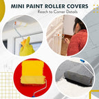 Leumoi 100 Pcs Paint Roller Covers 1/2 x 4 Inch Microfiber Paint Roller Covers Paint Brush Cover Small Roller Nap Mini House Painting Supplies for Painting Wall DIY Household Tool (Yellow White)