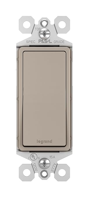 Legrand radiant TM870NICC10 15 Amp Rocker Wall Switch, Single Pole Decorator Light Switches, Nickel (1 Count)