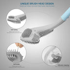 2Pcs Toilet Brush, Slim Compact Bathroom Toilet Scrubber No Dead Corners Silicone Toilet Brush, Curved Design Angled Toilet Cleaner Brush Scrubber for Deep Cleaning