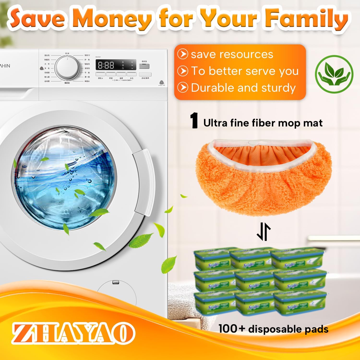 3 Pack Reusable Microfiber Mop Pads for Swiffer Sweeper Mop, Wet & Dry Use, Compatible with 10-12 inch Flat Mops, Washable, for Hardwood, Ceramic, Laminate & More Floors