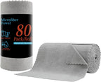 80 Pack Microfiber Cleaning Cloth Roll,Lint Free Rags & Tear Away Reusable Towels Washable Scratch,Ultra Absorbent Dish Rags(12" x 12") for Car Kitchen Home Garage-Light Gray