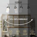 4-Light LED 5-Color Temperature Track Lighting Fixtures in Brushed Nickel, Ceiling Spotlight Bathroom Wall Lighting with Integrated LED Chips & Clear Glass Shade & Frosted Column