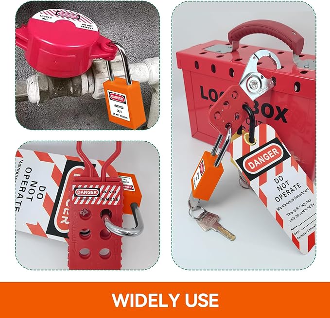 Lockout Tagout Locks Set - 10pcs Orange OSHA Compliant, Safety Padlocks for Electrical Lockout Tag Out Kits, Keyed Different