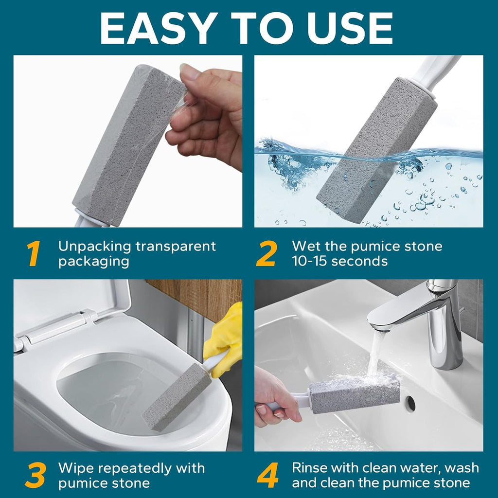 Emycool Pumice Stone Toilet Bowl Cleaner, 12 Pack Toilet Pumice Stone with Handle for Toilet Cleaning, Bathtubs, Sinks, Swimming Pools, Grills