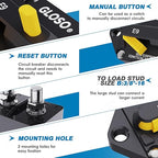 GLOSO Circuit Breaker 300A Marine Panel Mount Automotive RV E9F 90° (3/8" Stud, 300 Amp)